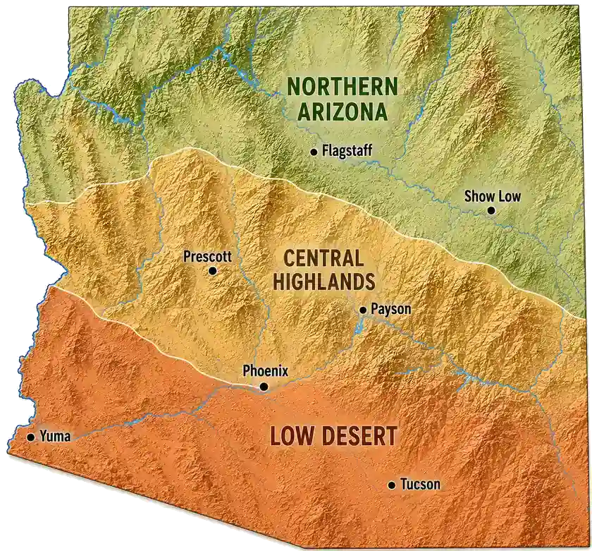 Topographic care map for Kunekune planning in Arizona