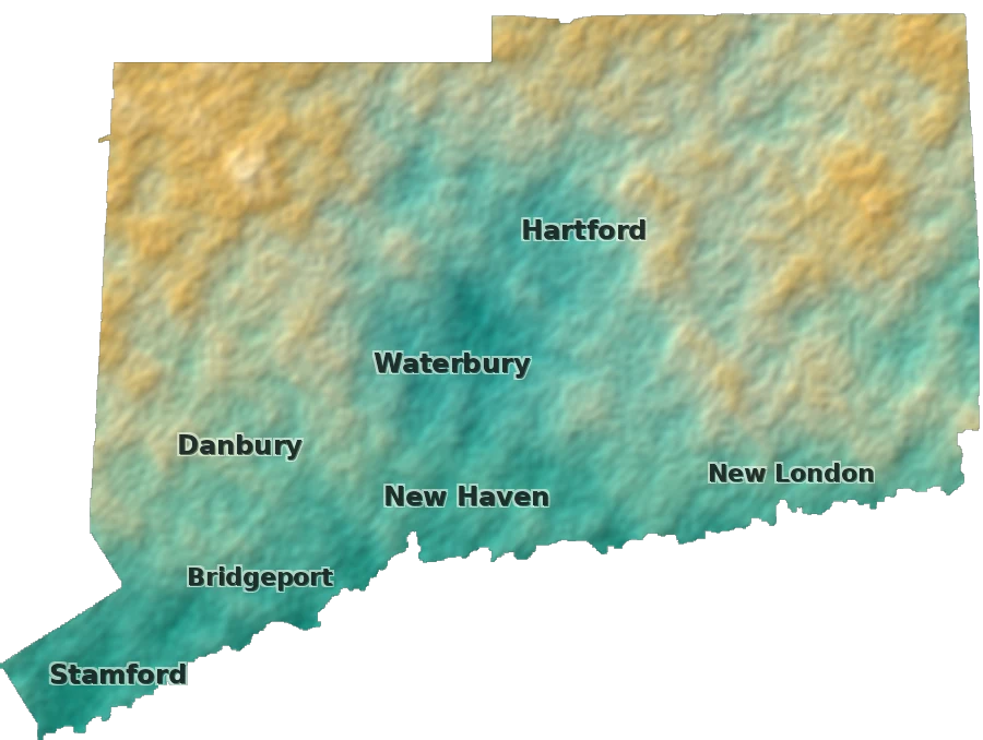 Topographic care map for Kunekune planning in Connecticut