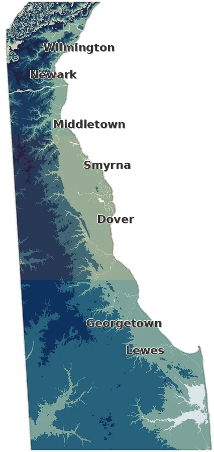 Topographic care map for Kunekune planning in Delaware