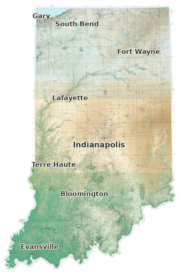 Topographic care map for Kunekune planning in Indiana