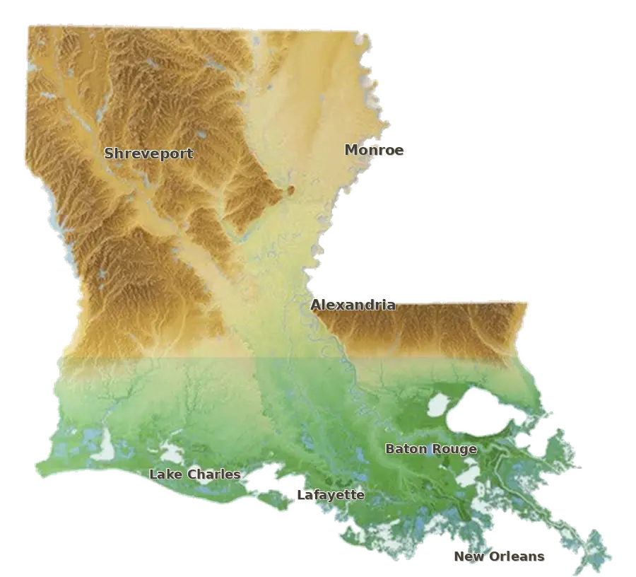 Topographic care map for Kunekune planning in Louisiana