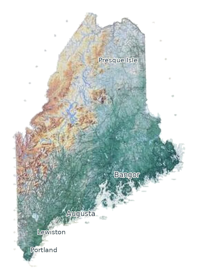 Topographic care map for Kunekune planning in Maine