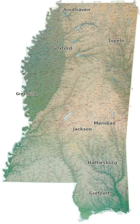 Topographic care map for Kunekune planning in Mississippi