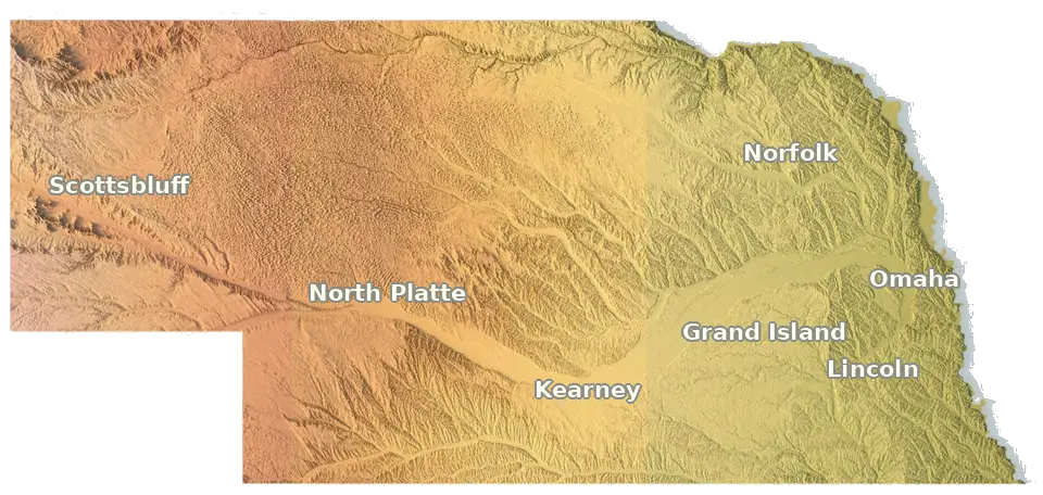 Topographic care map for Kunekune planning in Nebraska