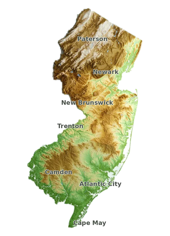 Topographic care map for Kunekune planning in New Jersey