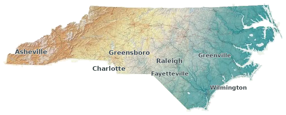 Topographic care map for Kunekune planning in North Carolina