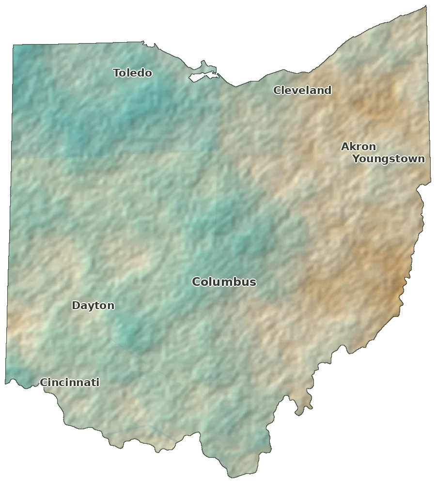 Topographic care map for Kunekune planning in Ohio