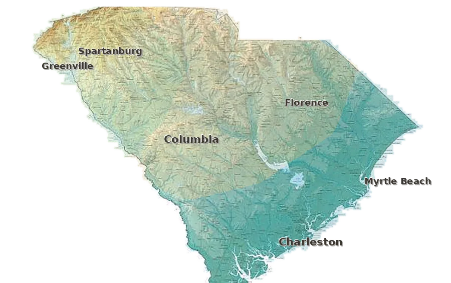 Topographic care map for Kunekune planning in South Carolina