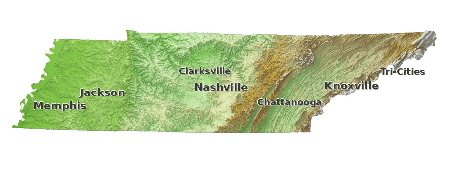 Topographic care map for Kunekune planning in Tennessee