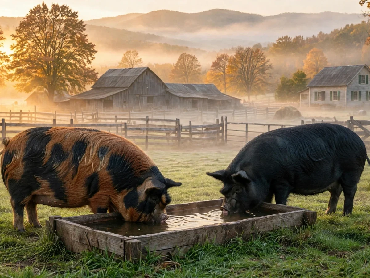 Water and wallow setup for Kunekune pigs